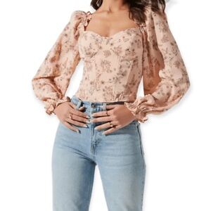 Astr the Label Floral Pink Corset Top, sz S